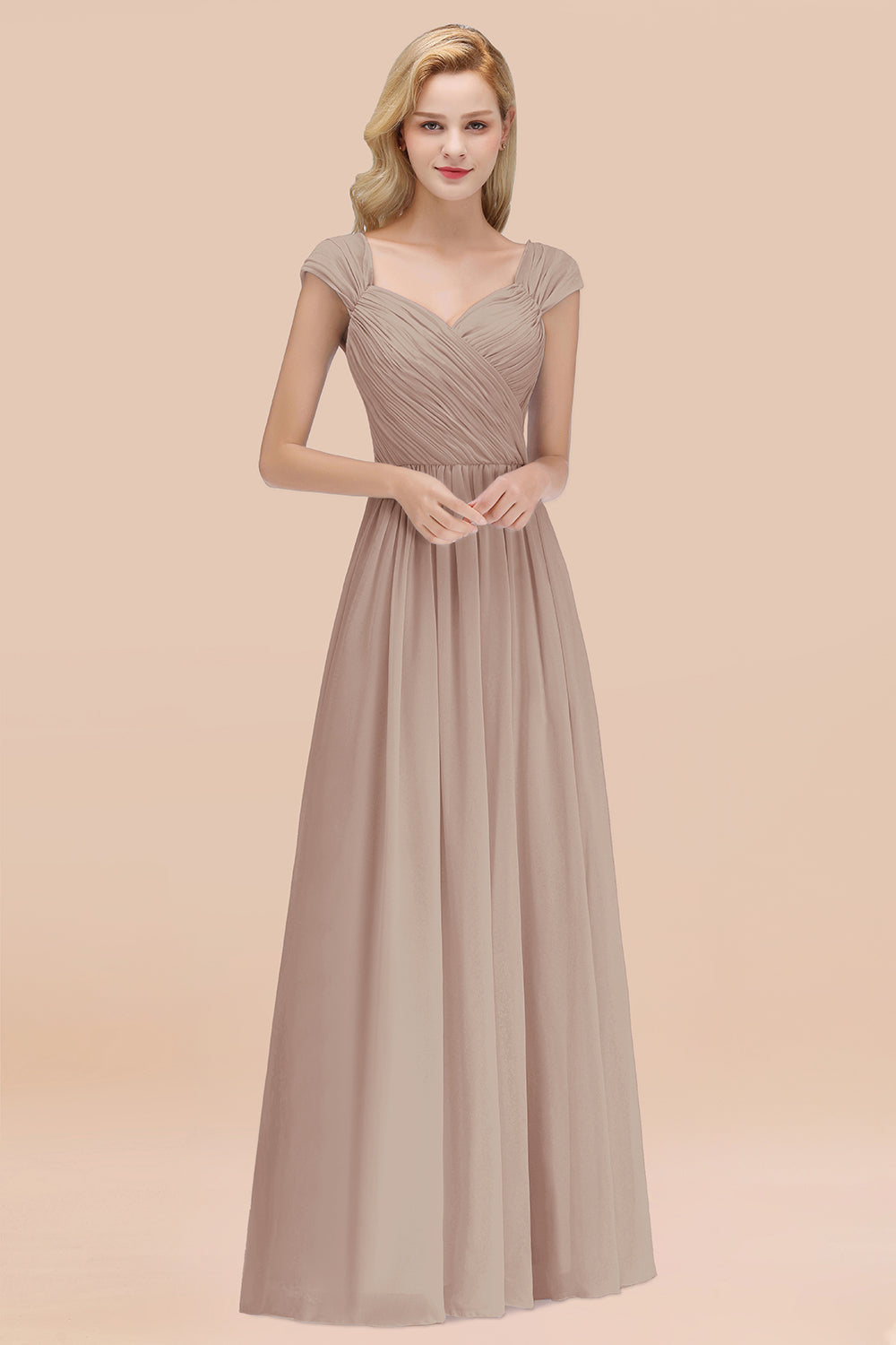 Modest Chiffon Sweetheart Sleeveless Affordable Bridesmaid Dresses with Ruffles-Babyonlines