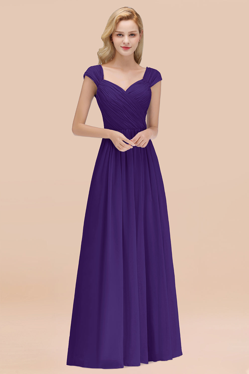 Modest Chiffon Sweetheart Sleeveless Affordable Bridesmaid Dresses with Ruffles-Babyonlines