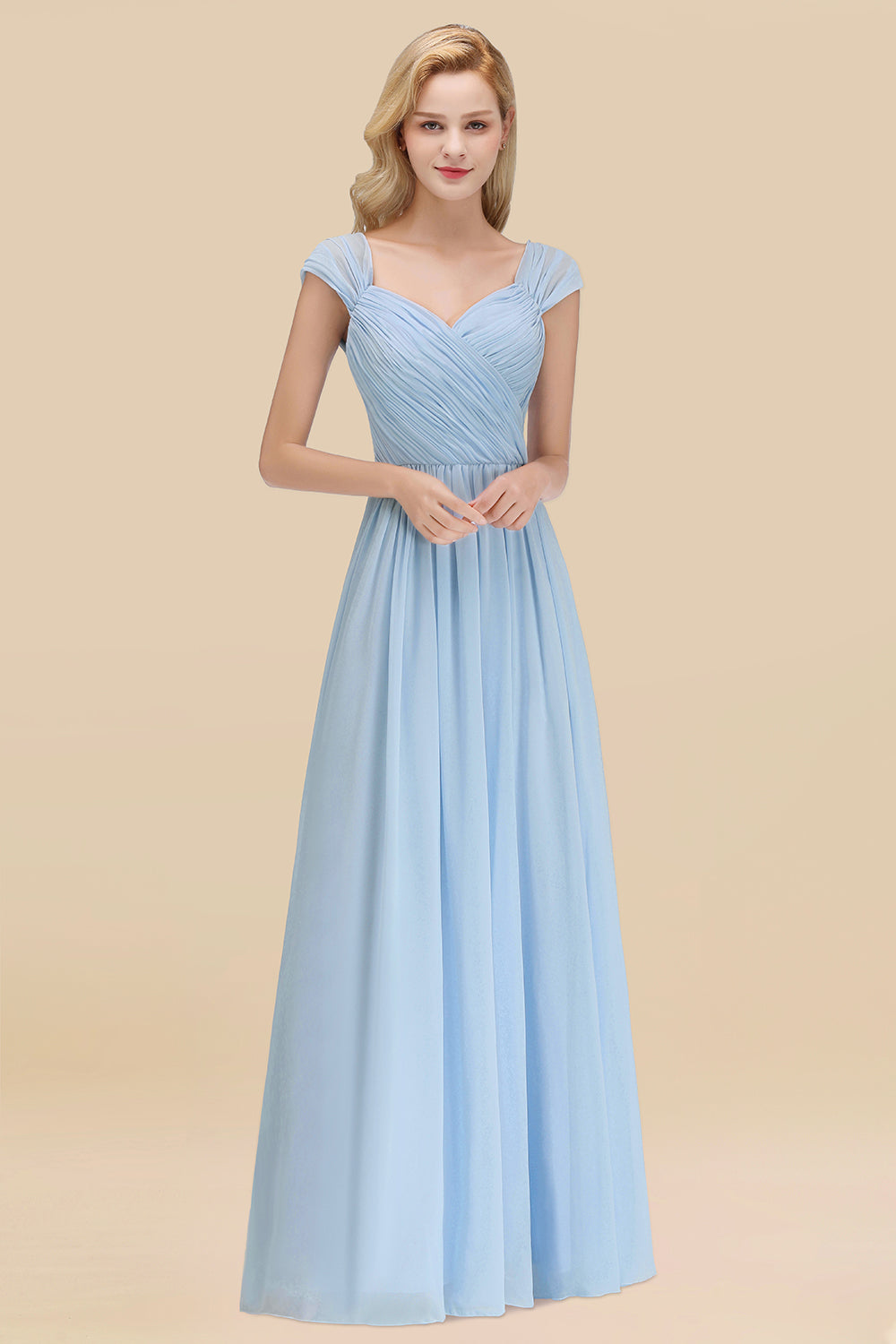 Modest Chiffon Sweetheart Sleeveless Affordable Bridesmaid Dresses with Ruffles-Babyonlines