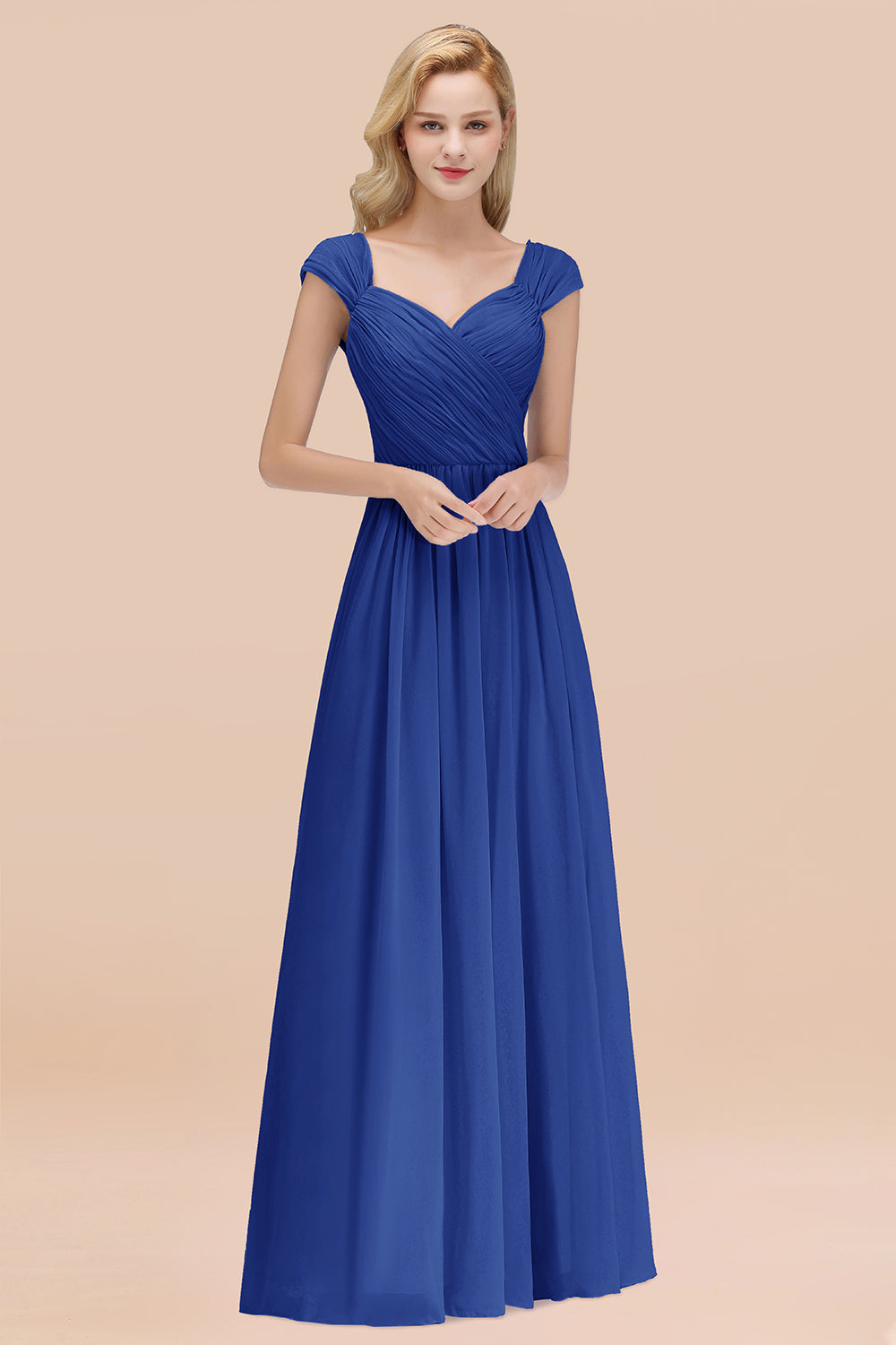 Modest Chiffon Sweetheart Sleeveless Affordable Bridesmaid Dresses with Ruffles-Babyonlines