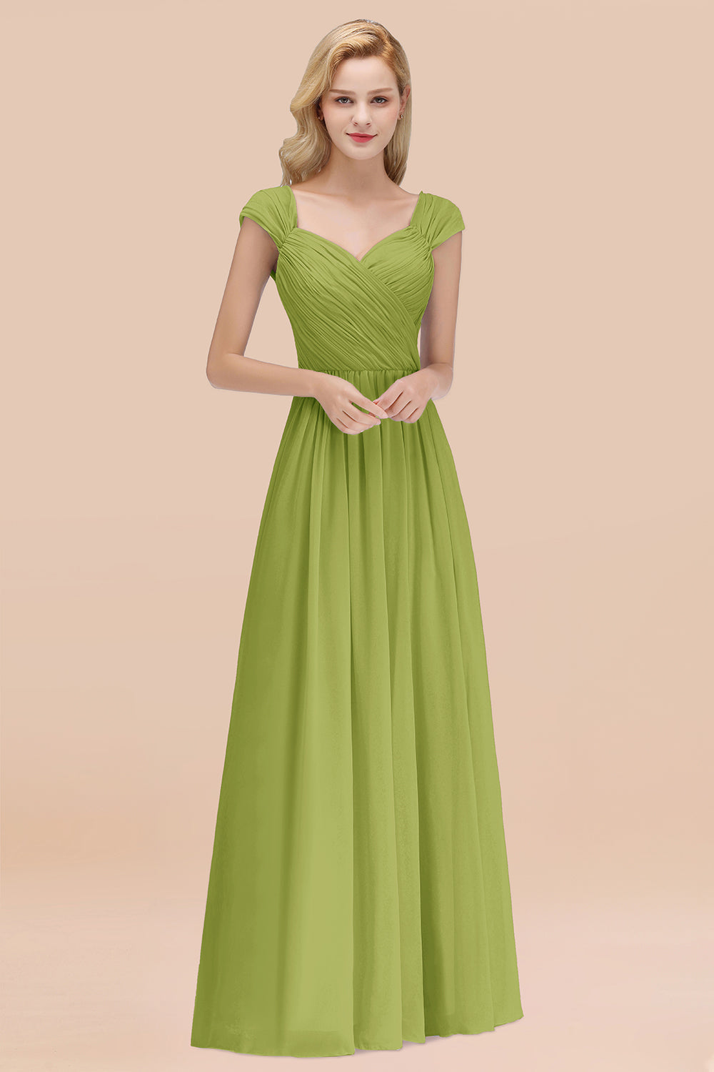 Modest Chiffon Sweetheart Sleeveless Affordable Bridesmaid Dresses with Ruffles-Babyonlines