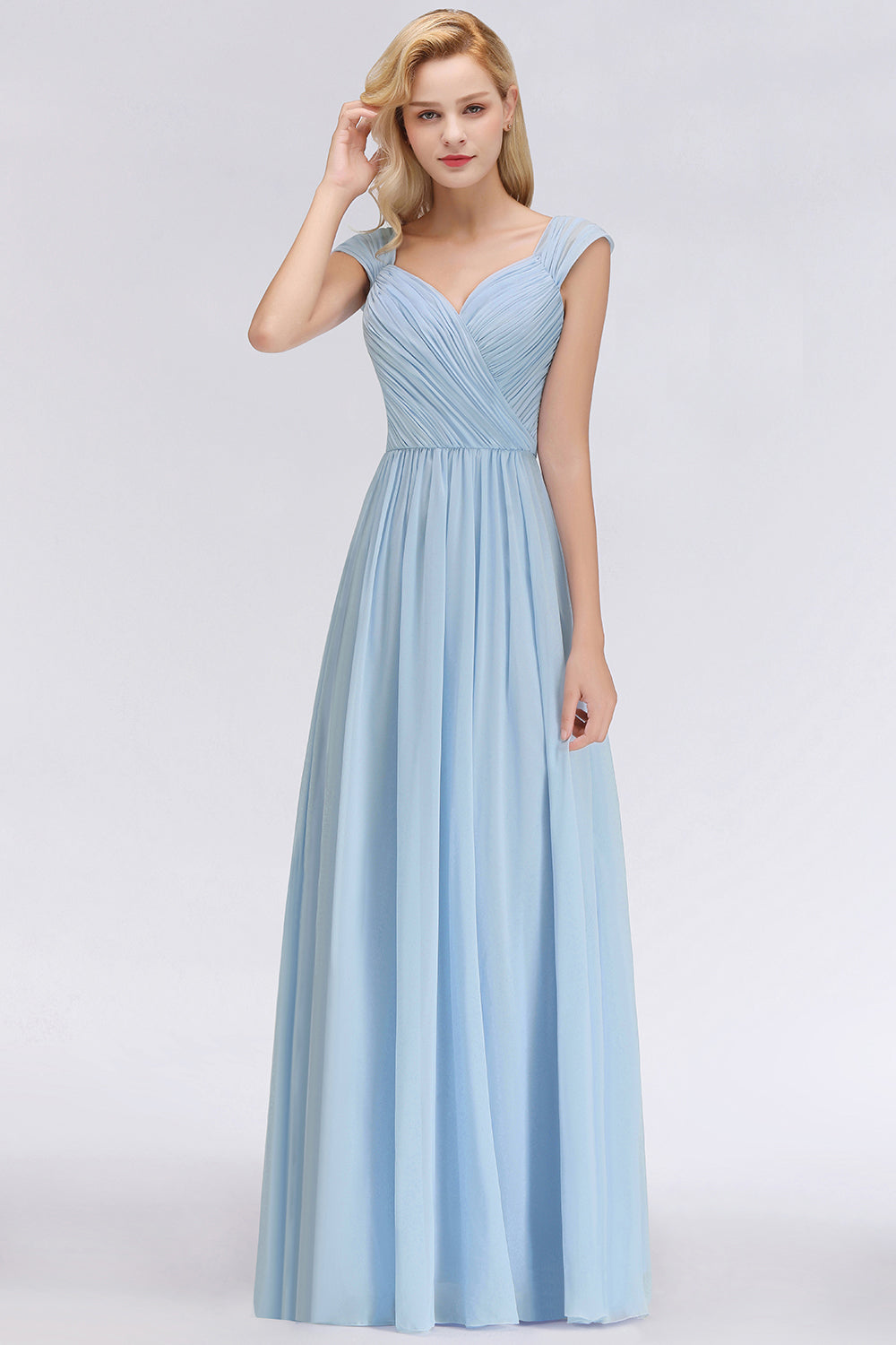 Modest Chiffon Sweetheart Sleeveless Affordable Bridesmaid Dresses with Ruffles-Babyonlines