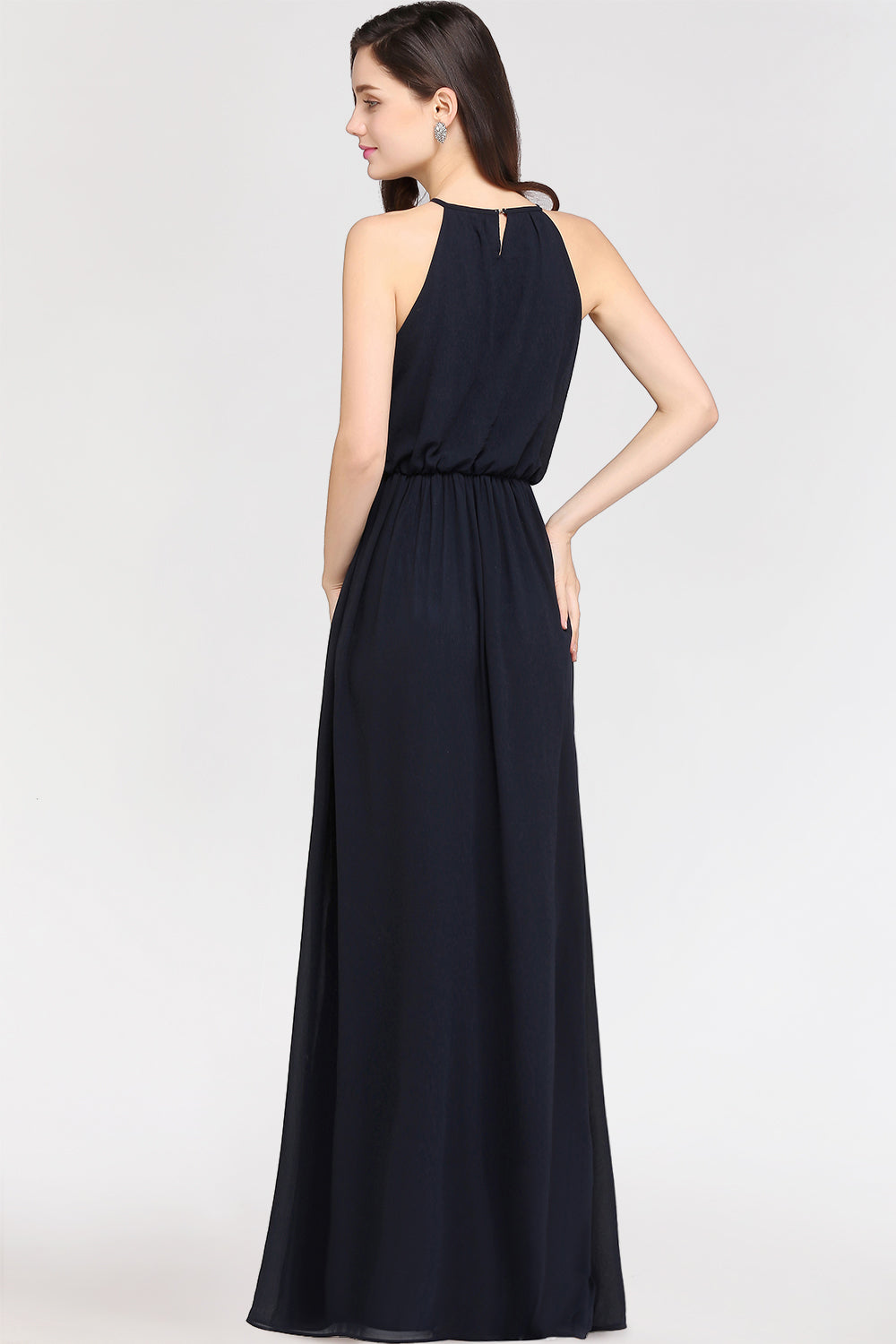 Modest High-Neck Halter Chiffon Junior Bridesmaid Dress Affordable-Babyonlines