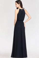Modest High-Neck Halter Chiffon Junior Bridesmaid Dress Affordable-Babyonlines