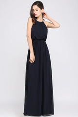 Modest High-Neck Halter Chiffon Junior Bridesmaid Dress Affordable-Babyonlines