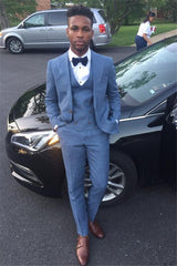 New Arrival Three-Piece Blue Summer Wedding Suit for Men Online