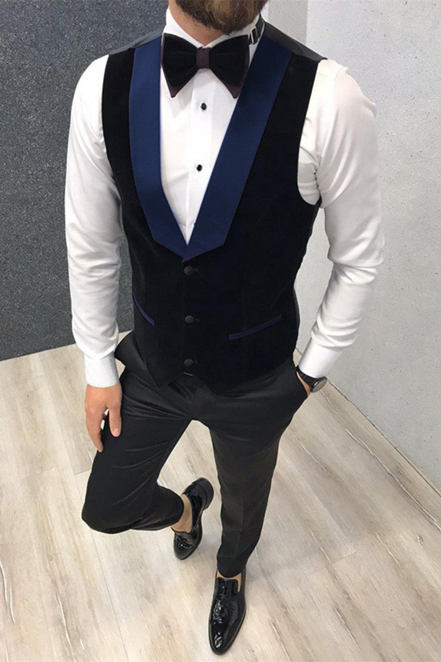 New Black and Blue Peak Lapel Blazer for Men's Wedding