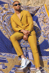New Yellow Summer Wedding Suit with Notched Lapel for Groom