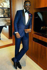 Newest Joshua Slim Fit Navy Blue Homecoming Prom Suit for Boy with Shawl Lapel