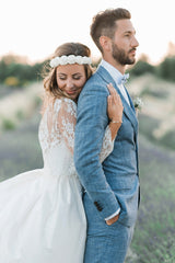 Ocean Blue Linen Summer Beach Groom¡¯s Wedding Suit