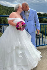 Babyonlines Off-the-Shoulder Ball Gown Plus Size Wedding Dresses