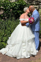 Babyonlines Off-the-Shoulder Ball Gown Plus Size Wedding Dresses