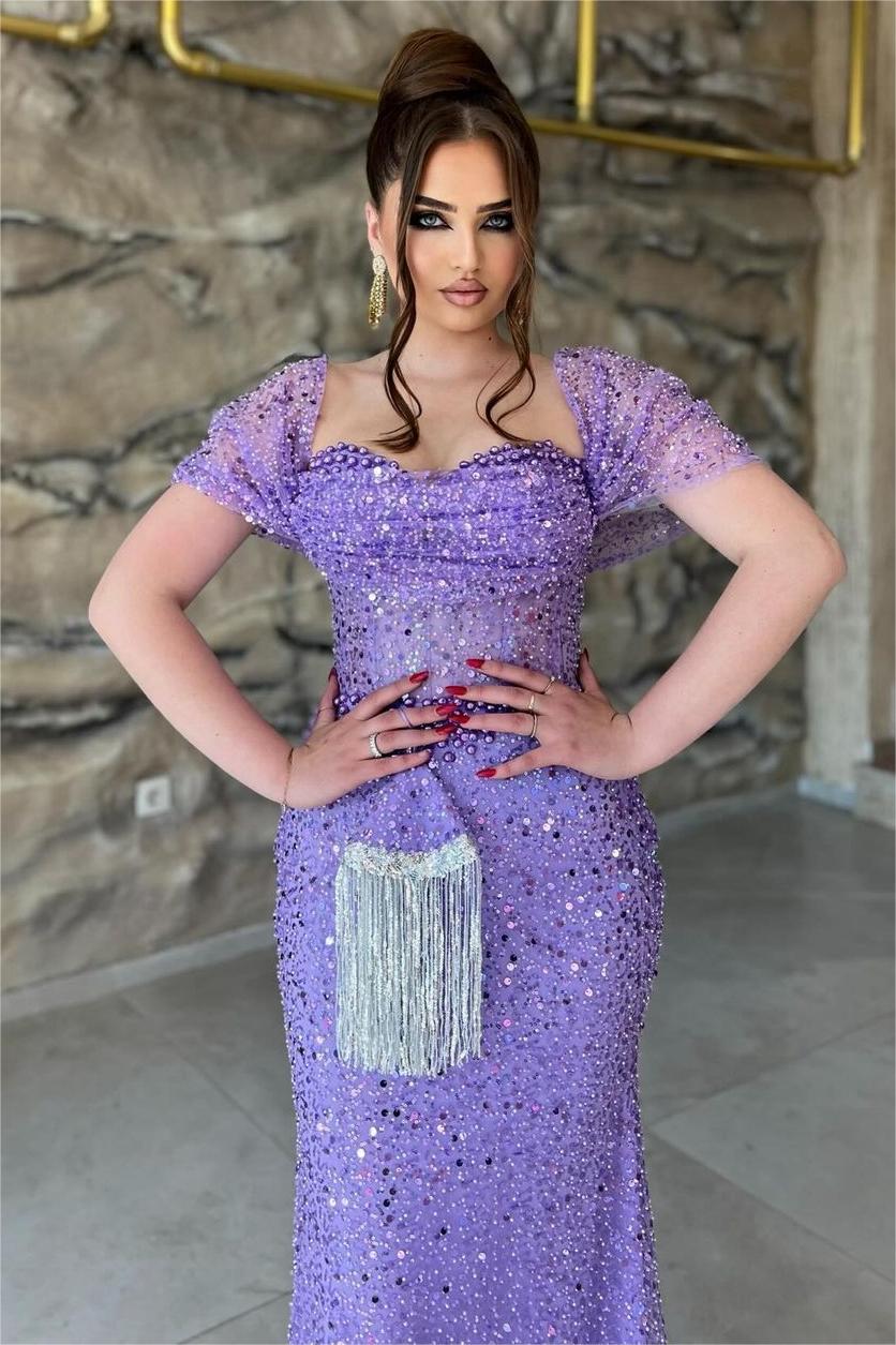 Off the Shoulder Sweetheart Mermaid Long Prom Dress with Sequins and Beading