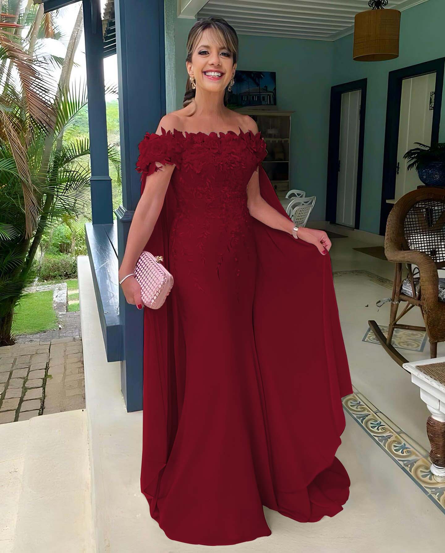 Off the Shoulder Mermaid Long Prom Dress with Appliques