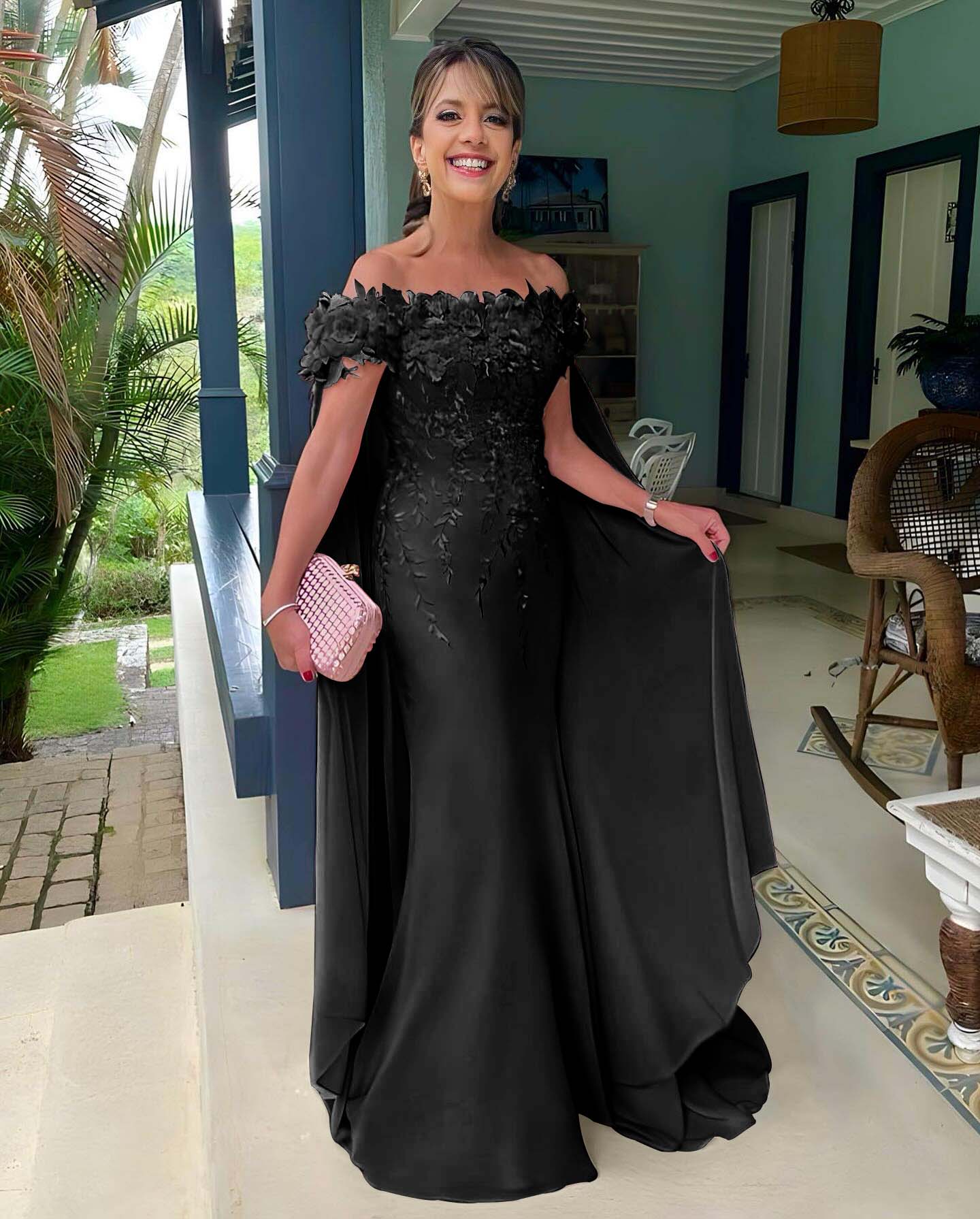 Off the Shoulder Mermaid Long Prom Dress with Appliques