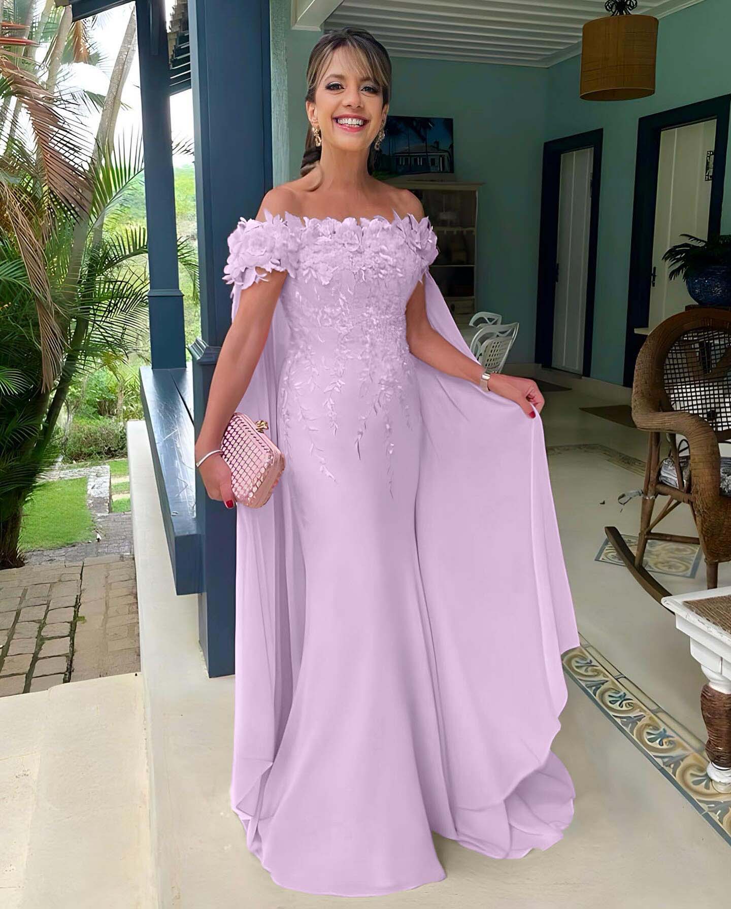 Off the Shoulder Mermaid Long Prom Dress with Appliques