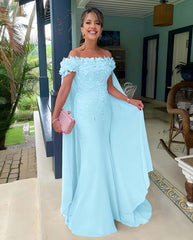 Off the Shoulder Mermaid Long Prom Dress with Appliques