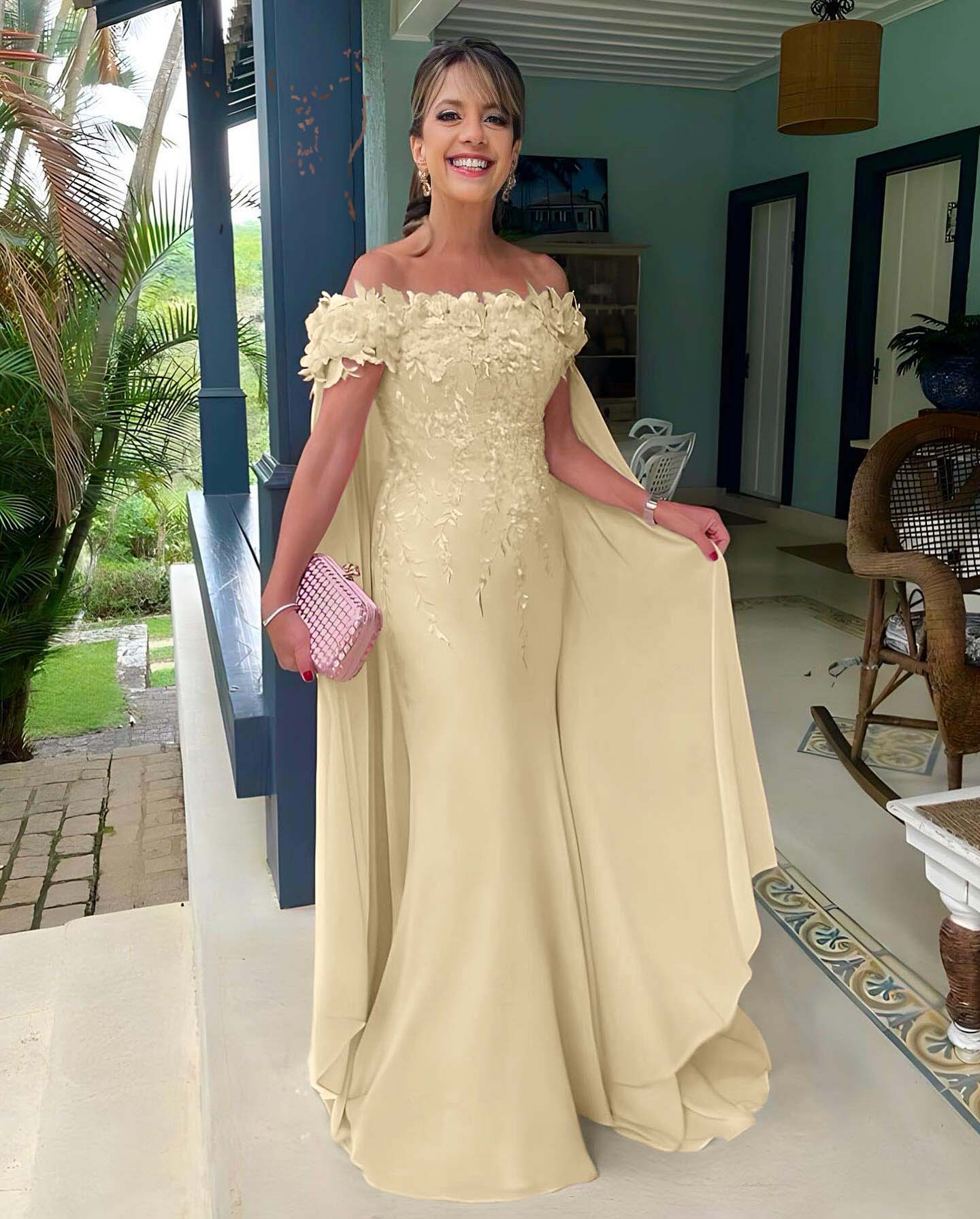 Off the Shoulder Mermaid Long Prom Dress with Appliques