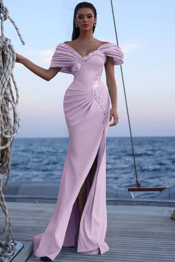 Off the Shoulder Mermaid Long Prom Dress with Sequins