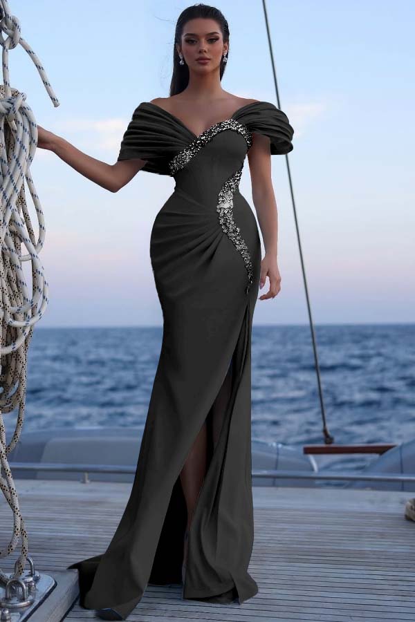 Off the Shoulder Mermaid Long Prom Dress with Sequins