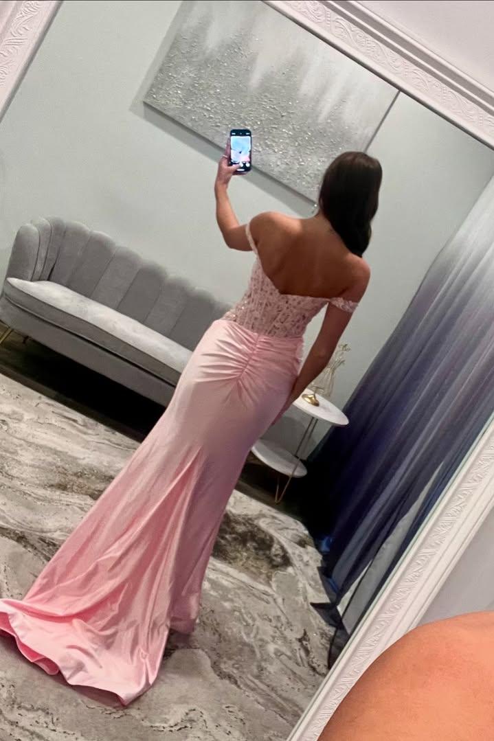 Off the Shoulder Mermaid Long Prom Dress with Split