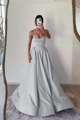 Off the Shoulder Long Pleated Prom Dress with Beading