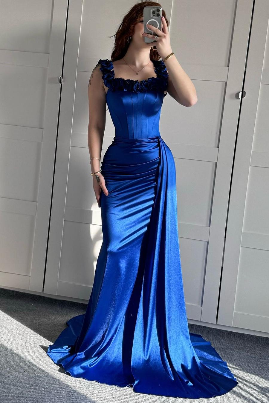 Off the Shoulder Mermaid Long Prom Dress with Ruffles