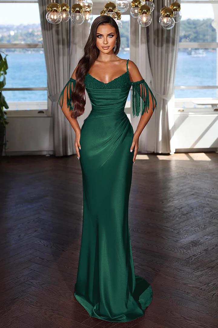 Off the Shoulder Mermaid Long Prom Dress with Tassel