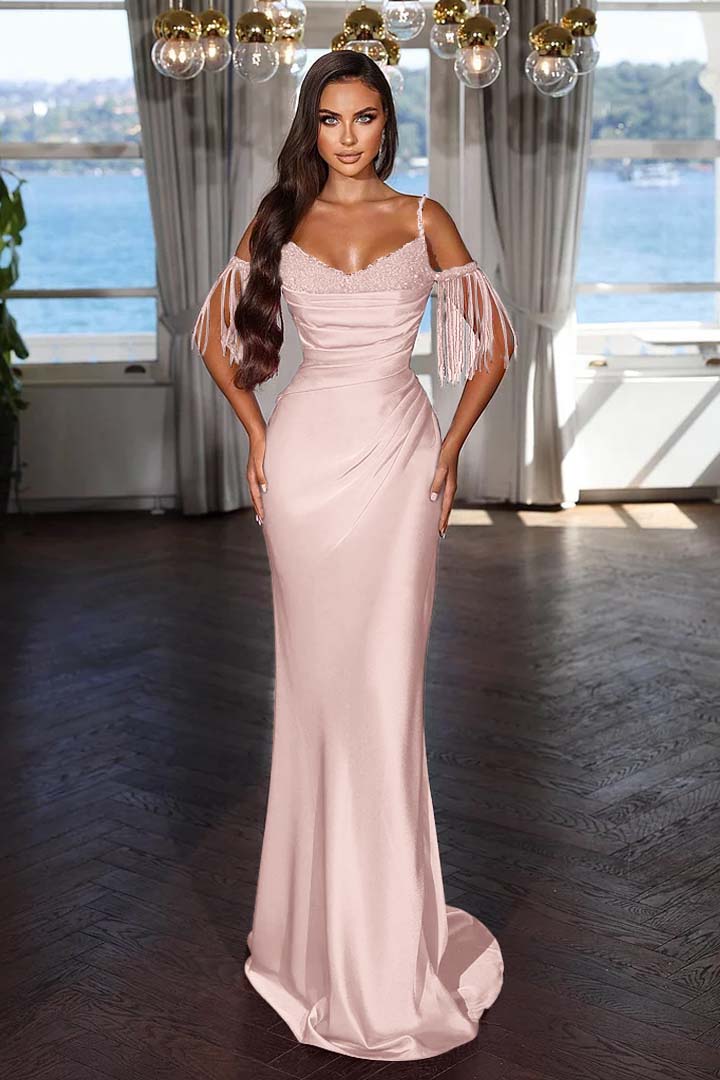 Off the Shoulder Mermaid Long Prom Dress with Tassel