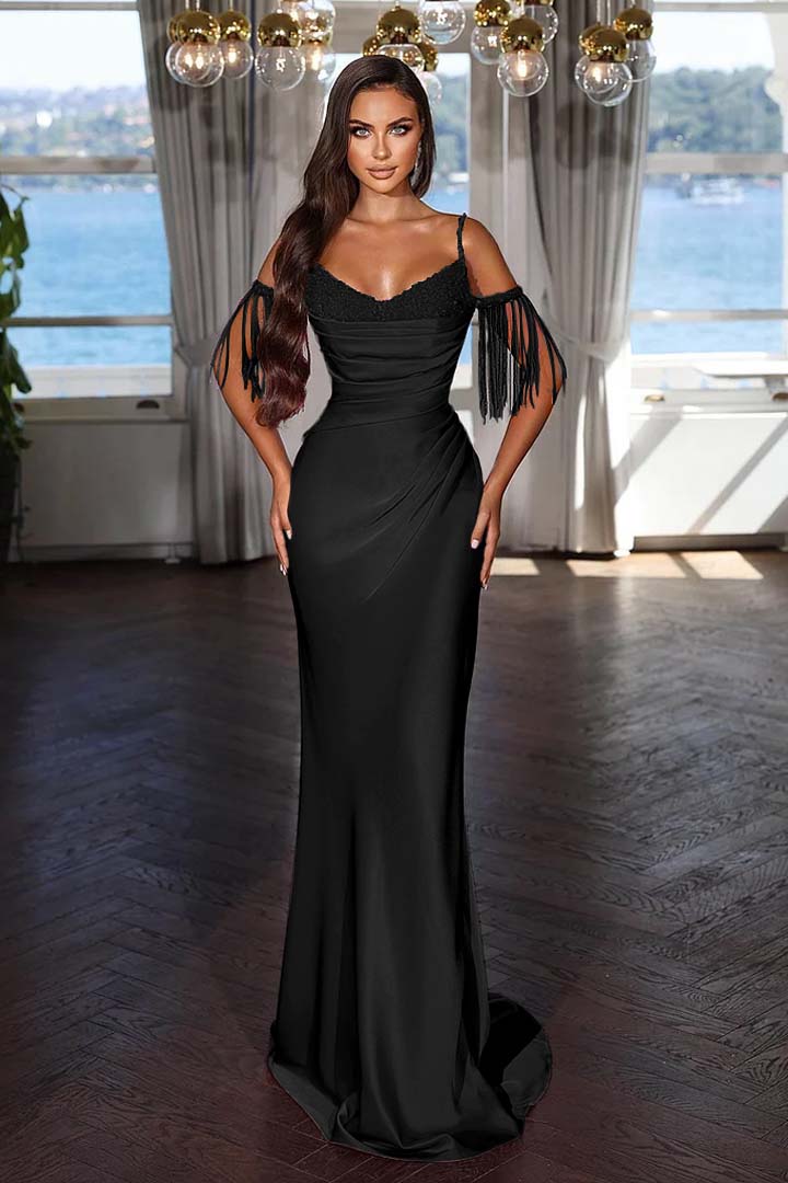Off the Shoulder Mermaid Long Prom Dress with Tassel
