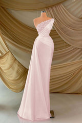 One Shoulder Long Prom Dress with Appliques and Ruffles