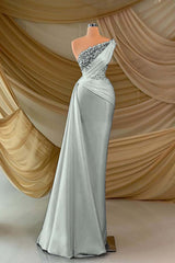 One Shoulder Long Prom Dress with Appliques and Ruffles