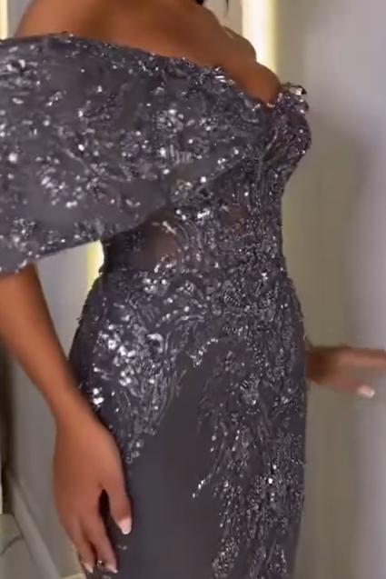 One Shoulder Mermaid Long Prom Dress with Appliques
