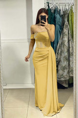 One Shoulder Mermaid Long Prom Dress with Ruffles