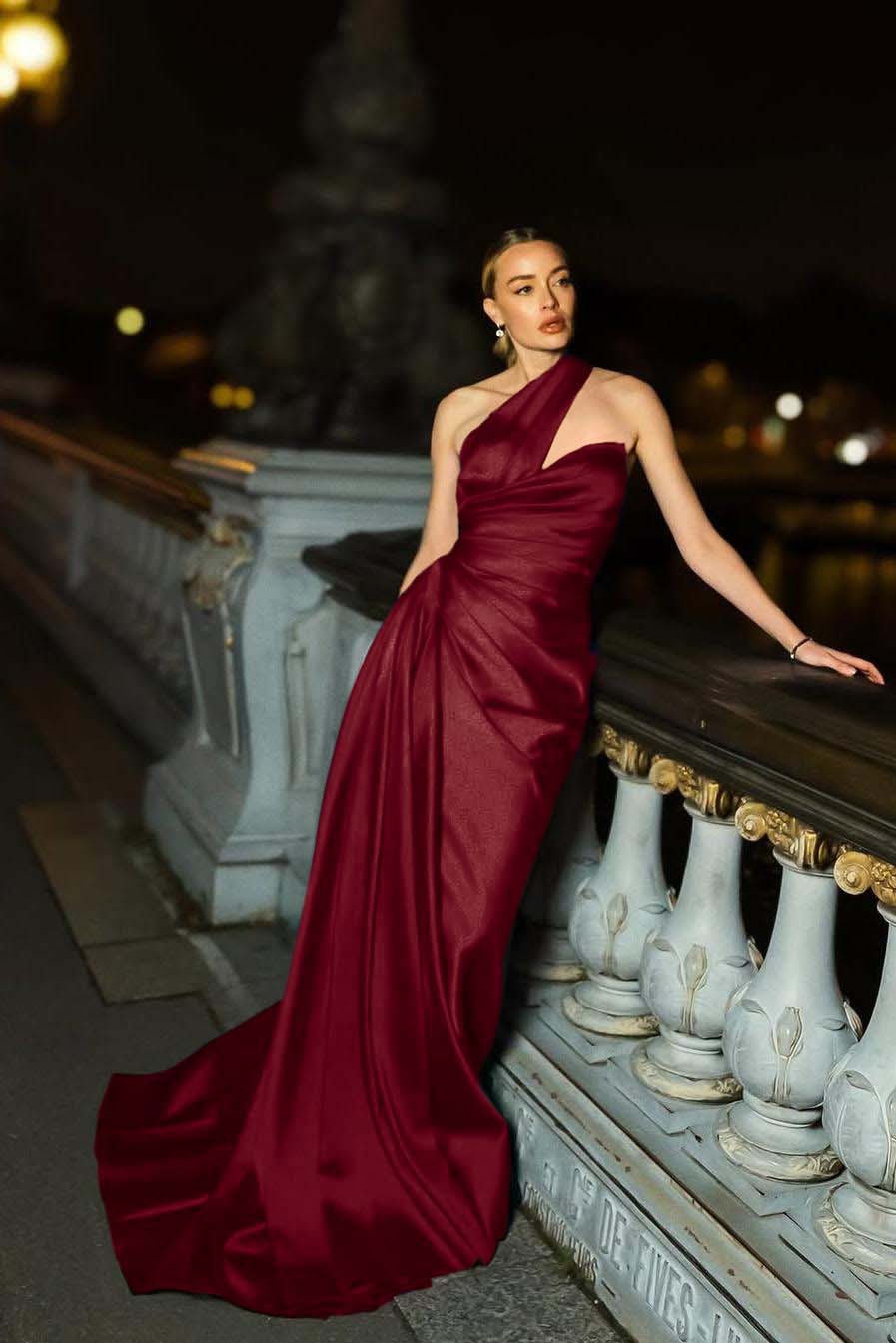 One Shoulder Mermaid Long Pleated Prom Dress with Ruffles