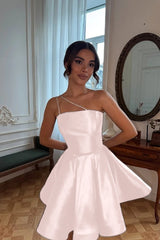 One Shoulder A-Line Short Prom Dress with Pleated Details