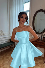 One Shoulder A-Line Short Prom Dress with Pleated Details