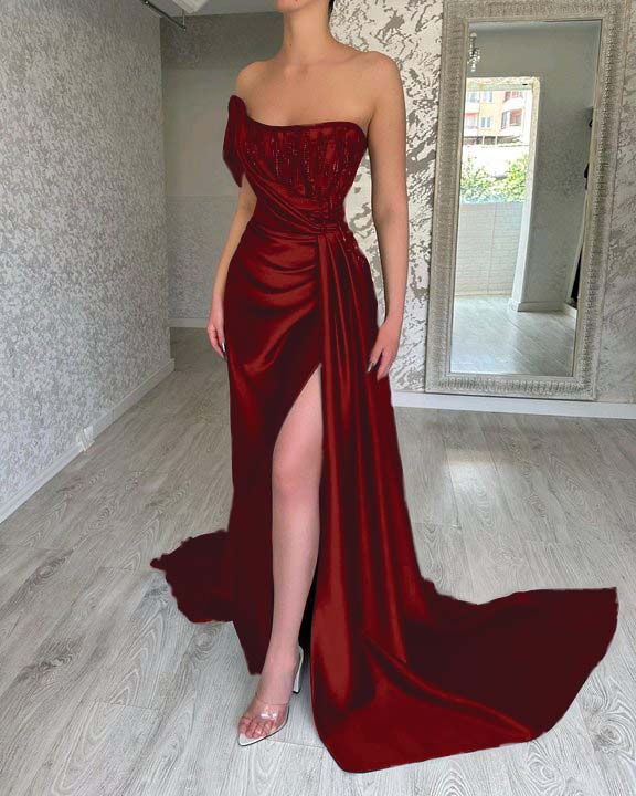 One Shoulder Mermaid Long Prom Dress with Split