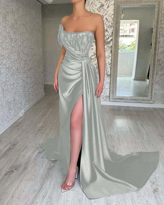 One Shoulder Mermaid Long Prom Dress with Split