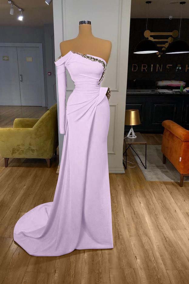 Orange Long Sleeve Mermaid Sequins Long Pleated Prom Dress with Beading –  Babyonlines