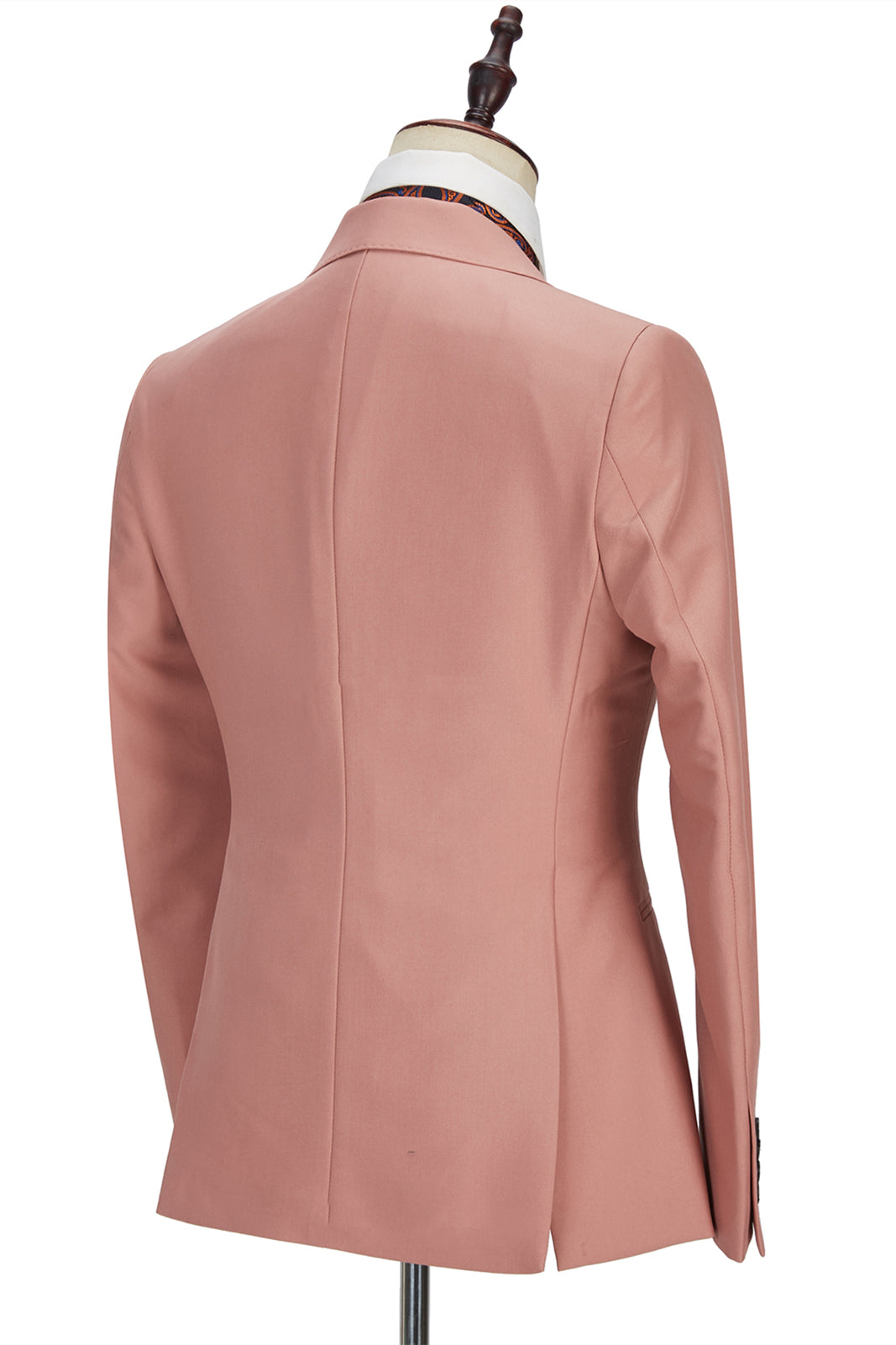 Pink Three-Piece Marriage Suit with Two Buttons and Peak Lapel for Men