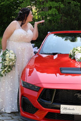 Babyonlines Plus Size Sleeveless Tulle Wedding Dresses with Lace Applique