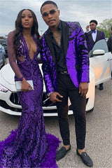 Purple Marriage Suit - Sequins, 2 Pieces for Men