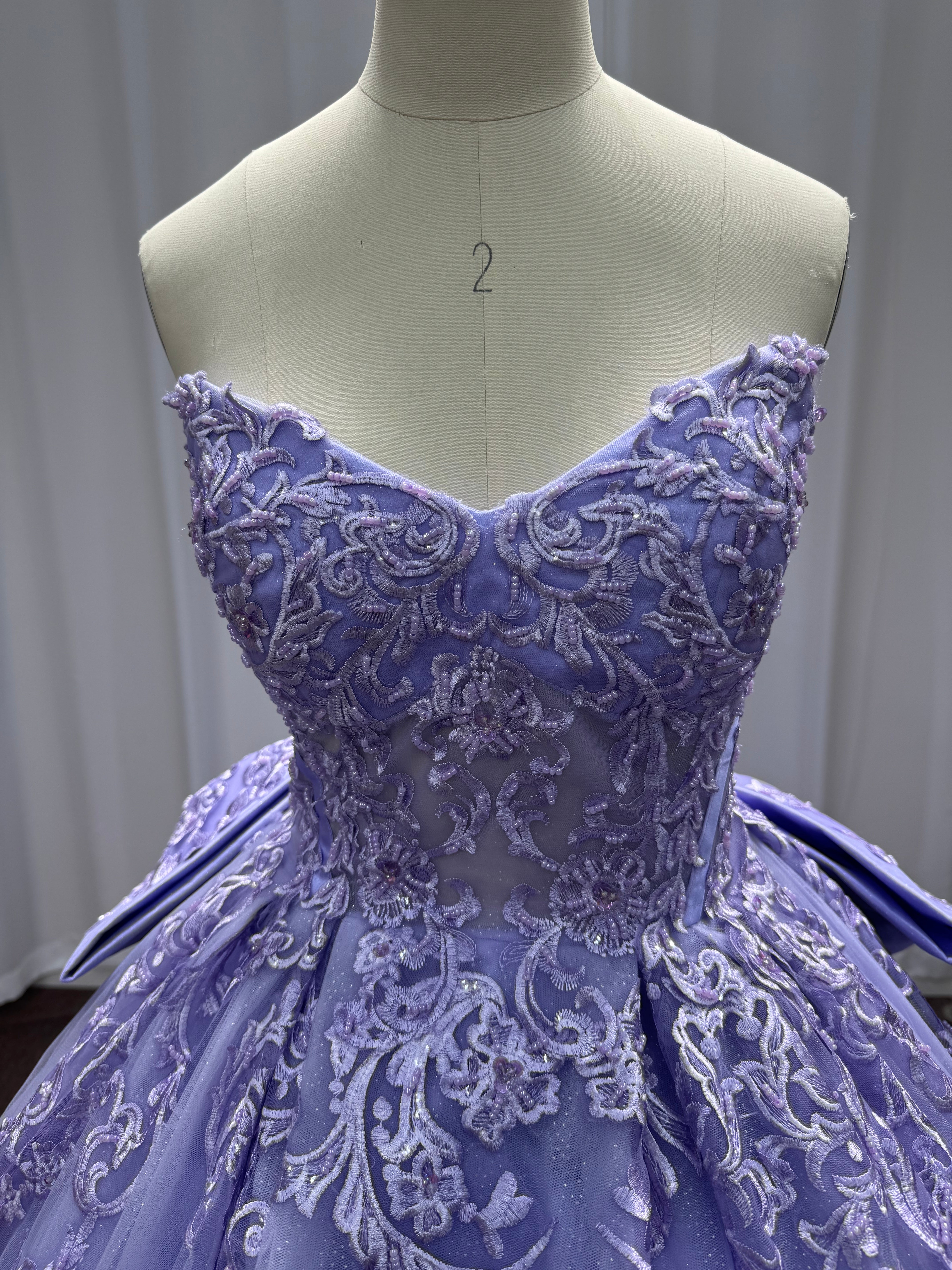 Sweetheart Tulle Lace Long Ball Gown Prom Dresses with Bow