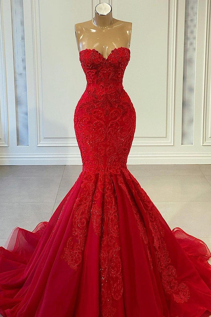 red prom mermaid dress Sweetheart Sleeveless with Beadings – Babyonlines Andres Otalora Wedding Dress Second Hand Open Back Embellishment Color:Same as picture-Light Pink