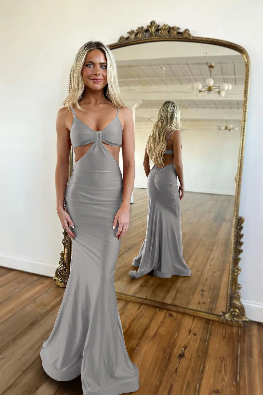 Red Tight Spaghetti Strap Mermaid Prom Dress