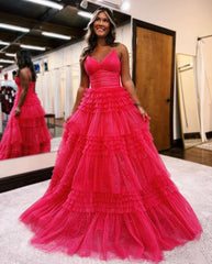 Sparkly V Neck Black Tulle Long Prom Dress with Sequins