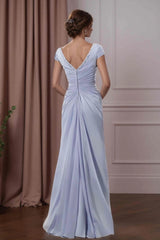 Sheath Column V Neck Short Sleeves Floor Length Mother of the Bride Dresses With Ruffles and Sequins