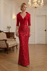 Sequin Floral Sheath Floor‑Length Mother of the Bride & Groom Dress with Satin Bodice