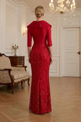 Sequin Floral Sheath Floor‑Length Mother of the Bride & Groom Dress with Satin Bodice
